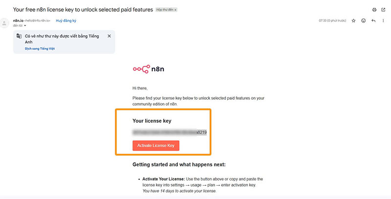 Cài Đặt N8N nhận license gửi về Email