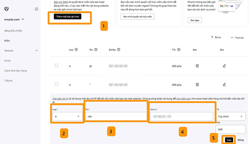 Cài Đặt N8N thêm subdomain