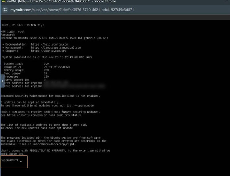 Cài Đặt N8N đăng nhập thành công