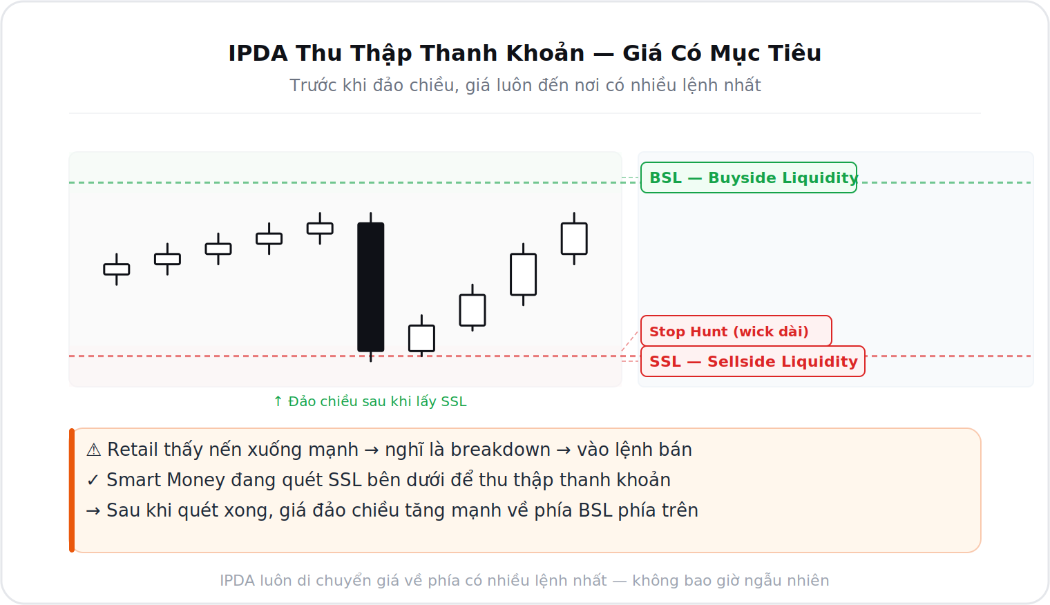 IPDA thu thập Sellside Liquidity trước khi đảo chiều