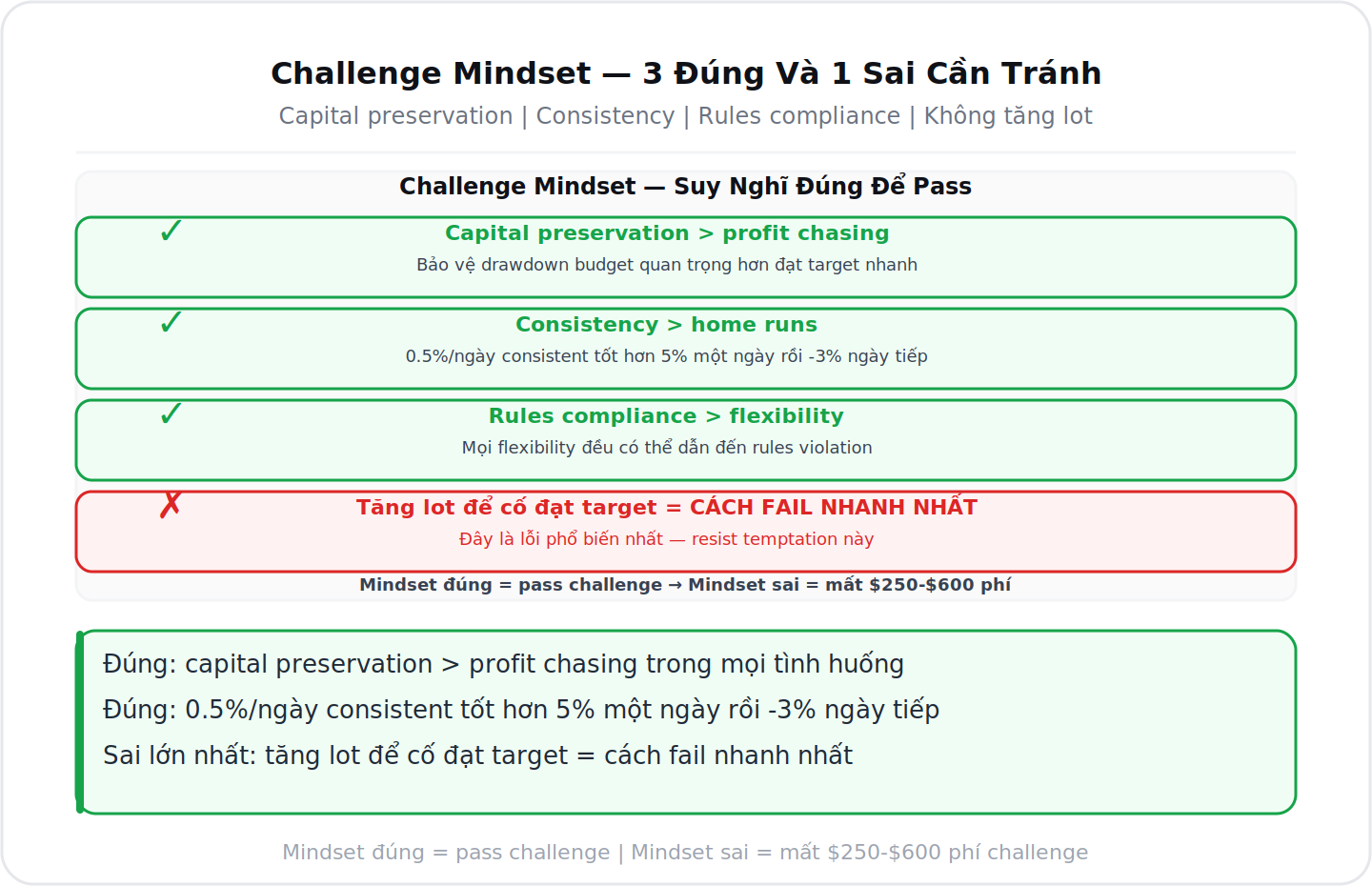 Challenge mindset đúng capital preservation consistency rules