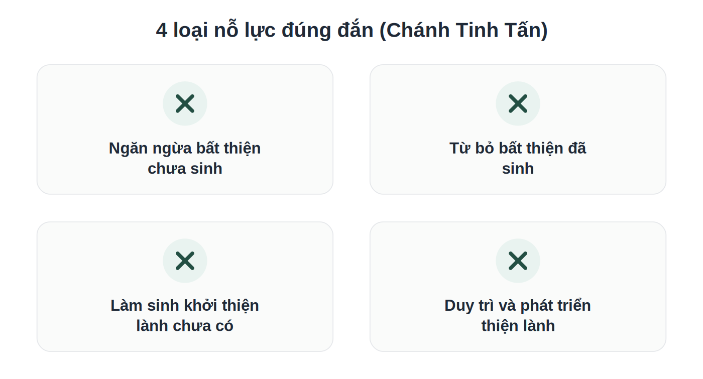 4 loại nỗ lực đúng đắn trong Chánh Tinh Tấn