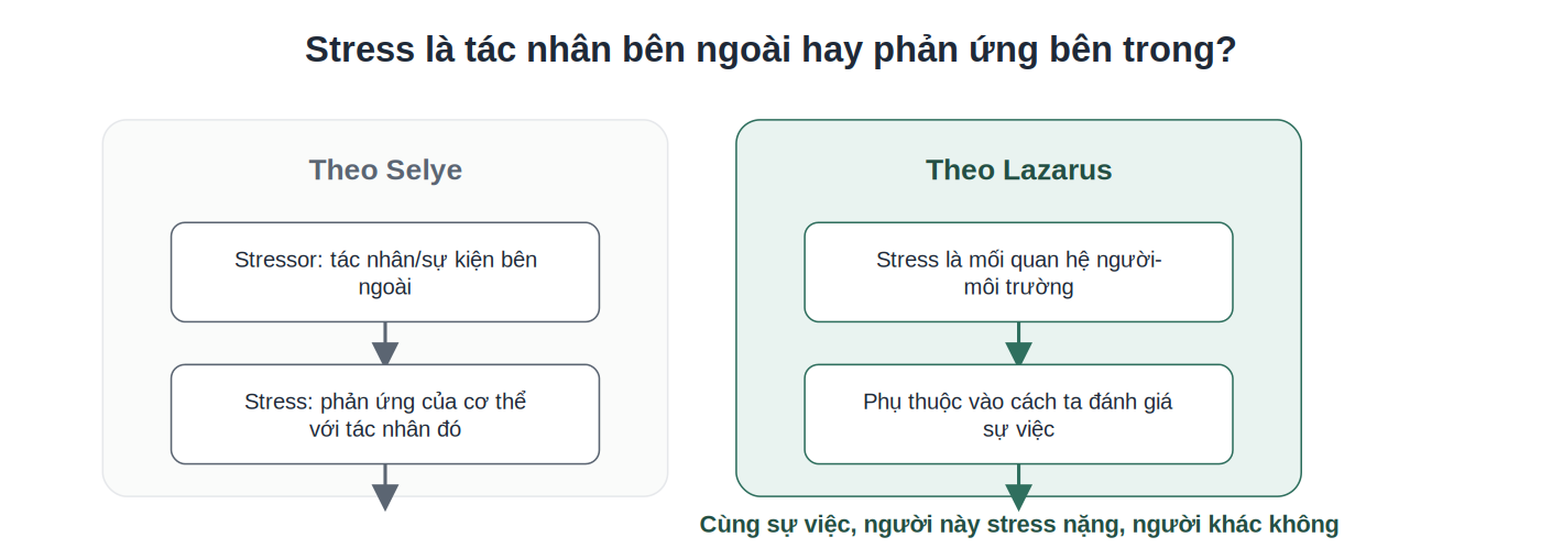 So sánh 2 định nghĩa khoa học về stress theo Selye và Lazarus