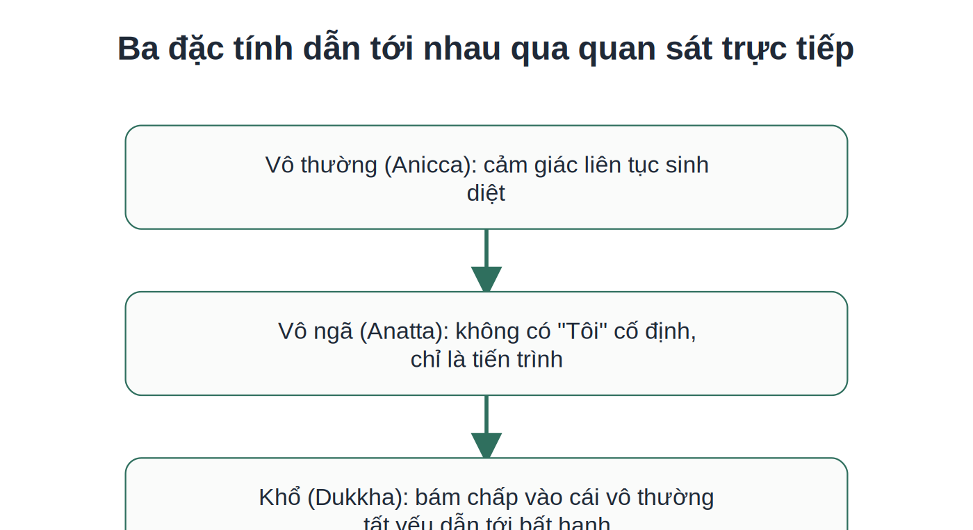Ba đặc tính Vô thường - Vô ngã - Khổ dẫn tới nhau qua quan sát
